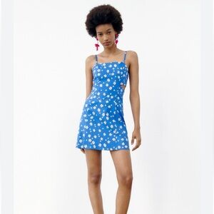 Zara Linen Blend Floral Printed Mini Dress Size S